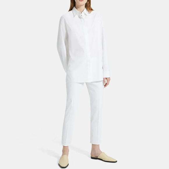 Theory Basic Linen Pull-on pants Eco Crunch Wash in white size 2 - Picture 2 of 12